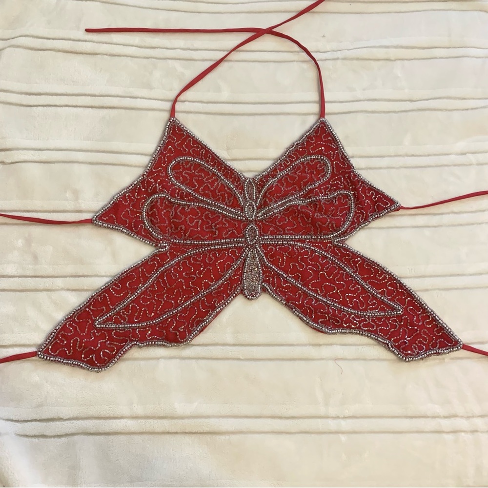 Beaded butterfly halter top